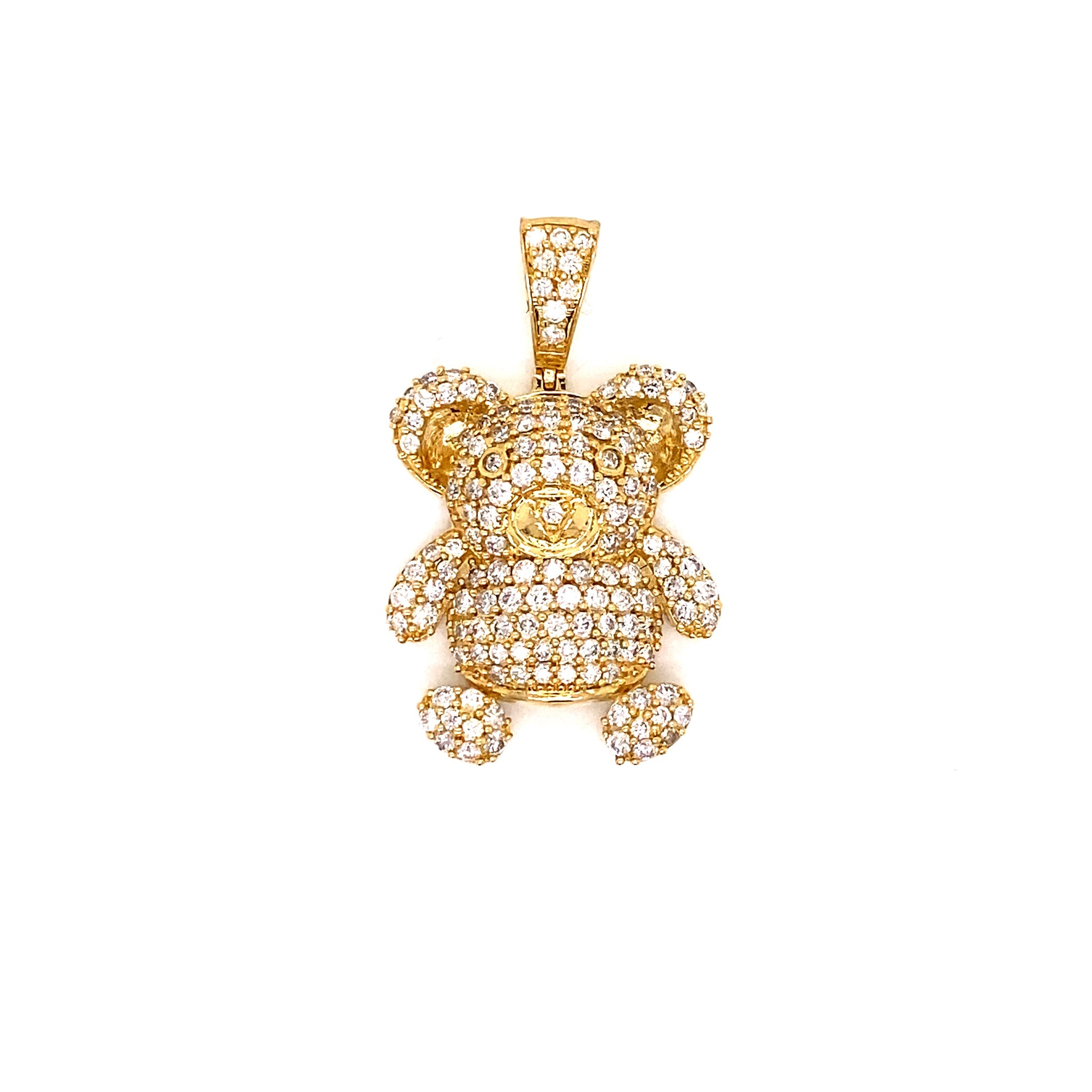 Diamond Teddy Bear Pendant in 14K