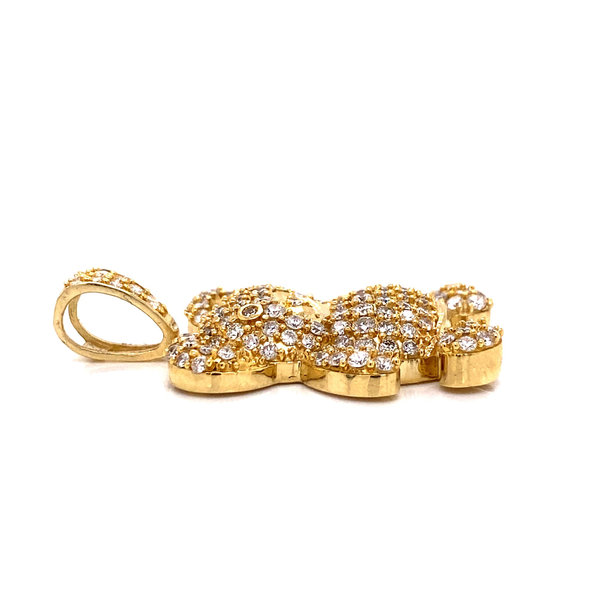 Diamond Teddy Bear Pendant in 14K