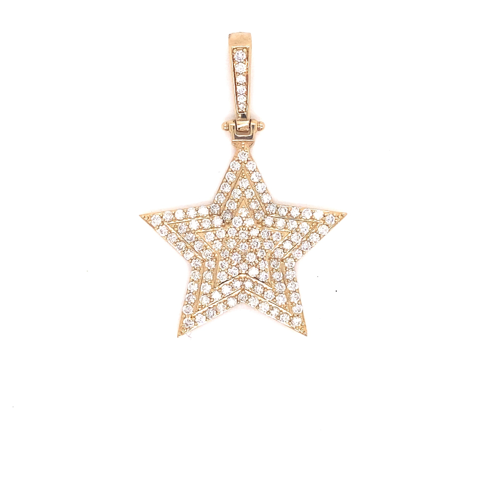 Star Studded 14k Gold and 3 CTW Diamond Pendant 