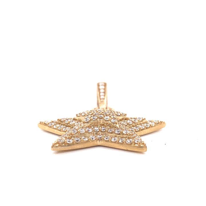 Star Studded 14k Gold and 3 CTW Diamond Pendant 