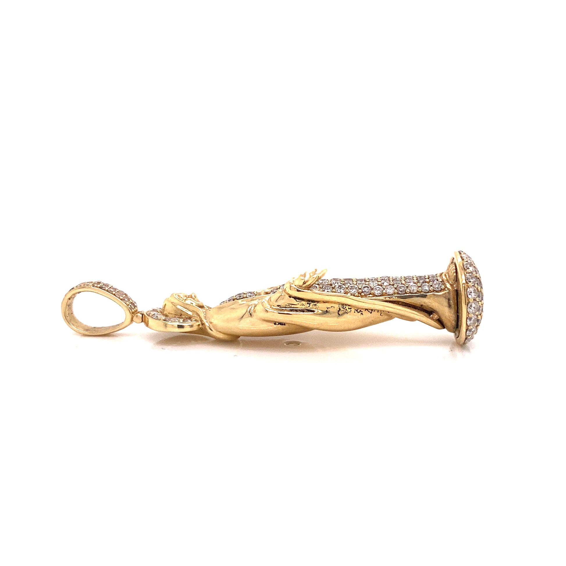 14k Gold and 2 CTW Diamond Virgin Mary Pendant