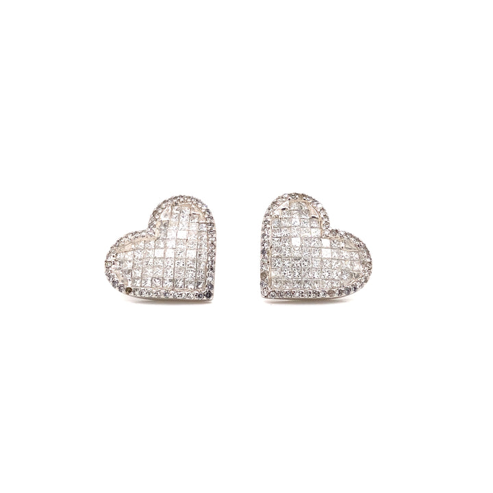 14k Gold and 2.30 CTW Diamond Large Heart Shaped Earrings