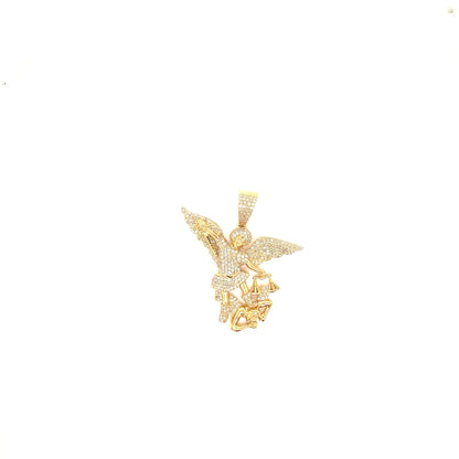10k Gold and 1.50 CTW Diamond Saint Michael Pendant