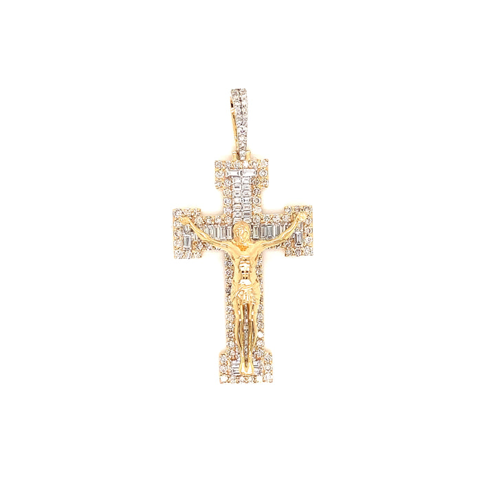 10k Gold Baguette Diamond Modern Cross