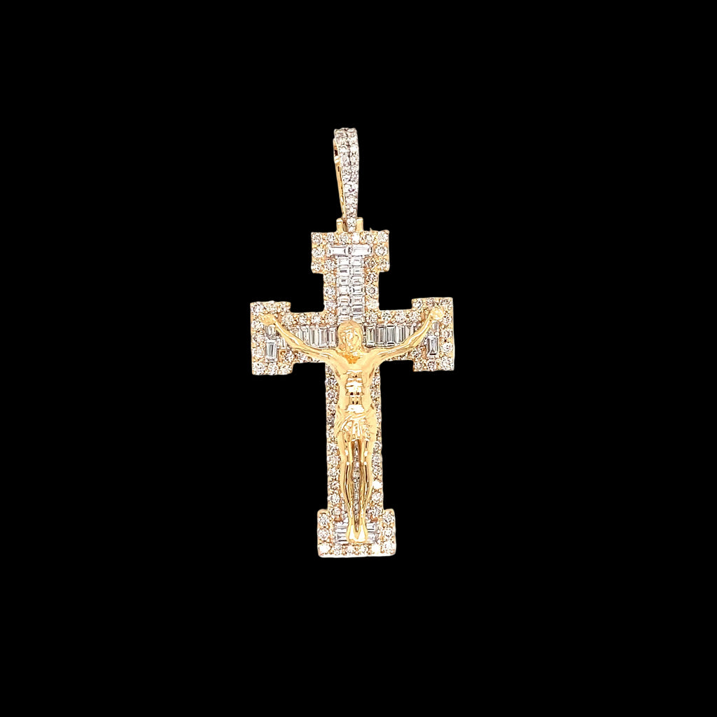10k Gold Baguette Diamond Modern Cross