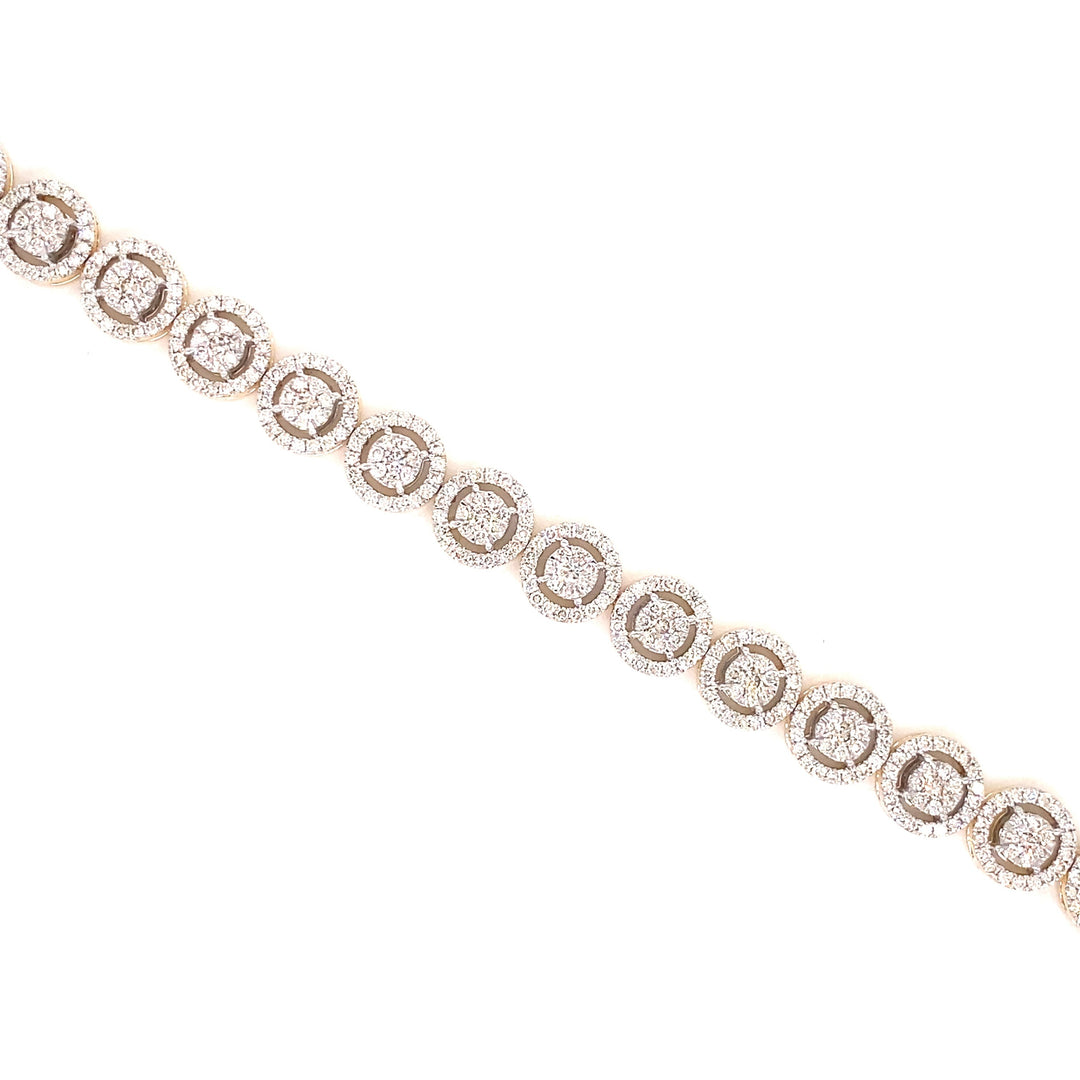 Elegant Diamond Halo Bracelet in 14K Gold 