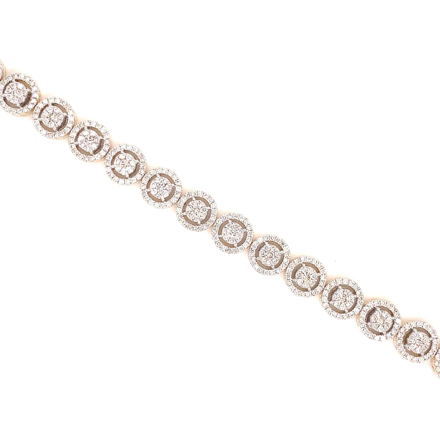 Elegant Diamond Halo Bracelet in 14K Gold 