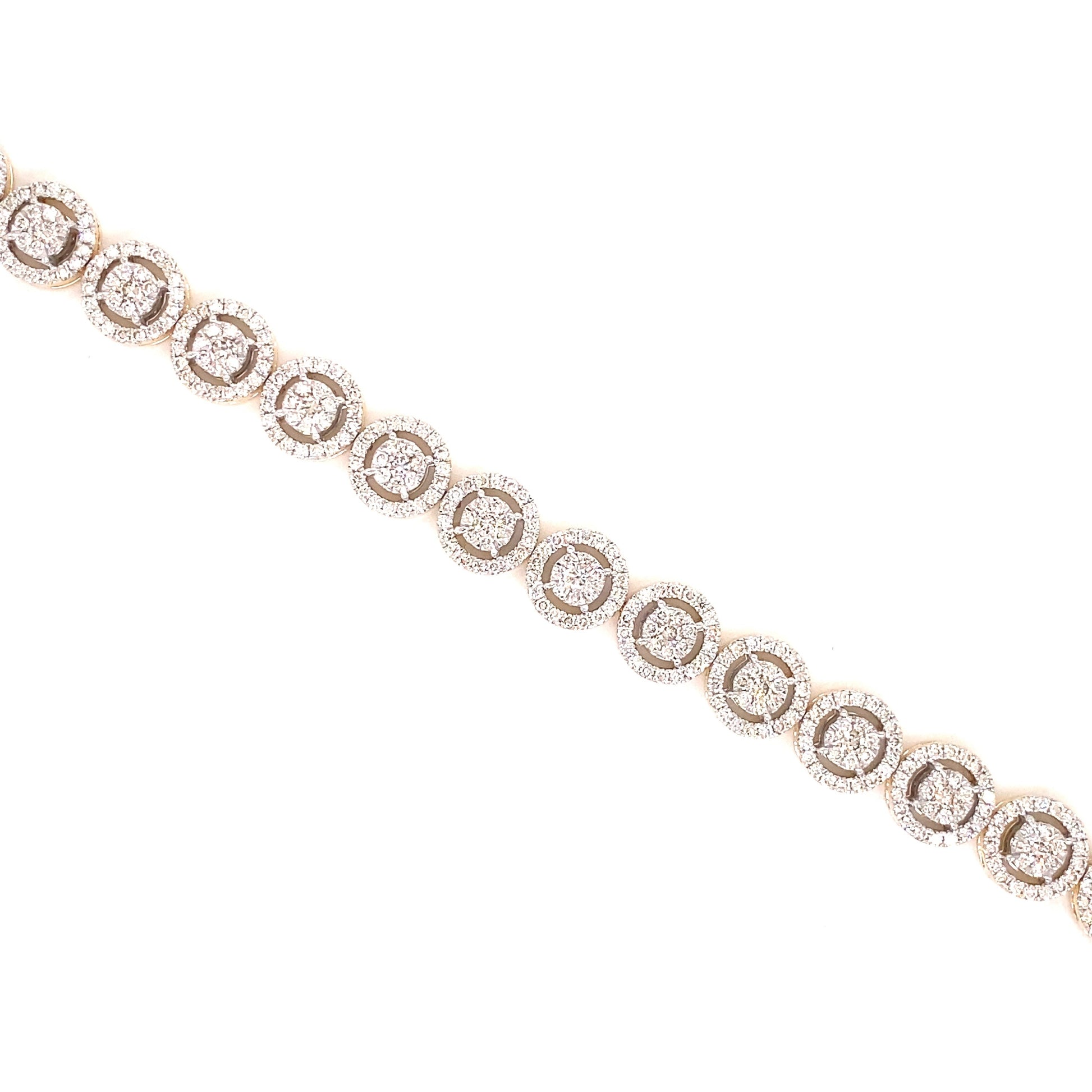 Elegant Diamond Halo Bracelet in 14K Gold 