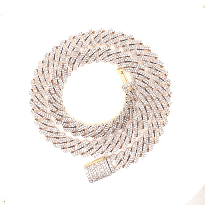 Elegant Mens Diamond Cuban Link Chain in 14k Gold