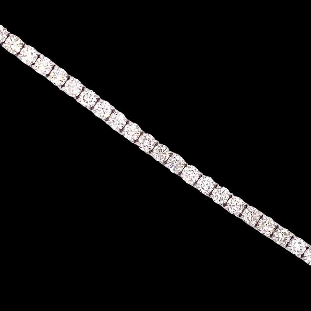 14k White Gold Round Cut Unisex Diamond Tennis Bracelet 