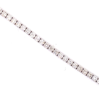14k White Gold Round Cut Unisex Diamond Tennis Bracelet 