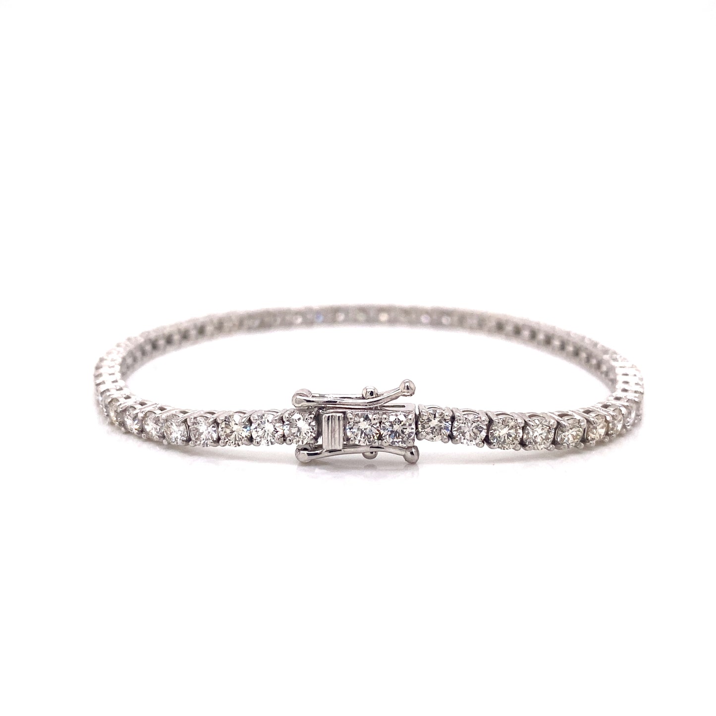 14k White Gold Round Cut Unisex Diamond Tennis Bracelet 