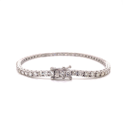 14k White Gold Round Cut Unisex Diamond Tennis Bracelet 