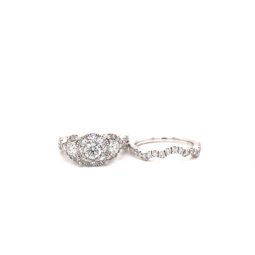 Womens Diamond Twist Pave Engagement Ring Set