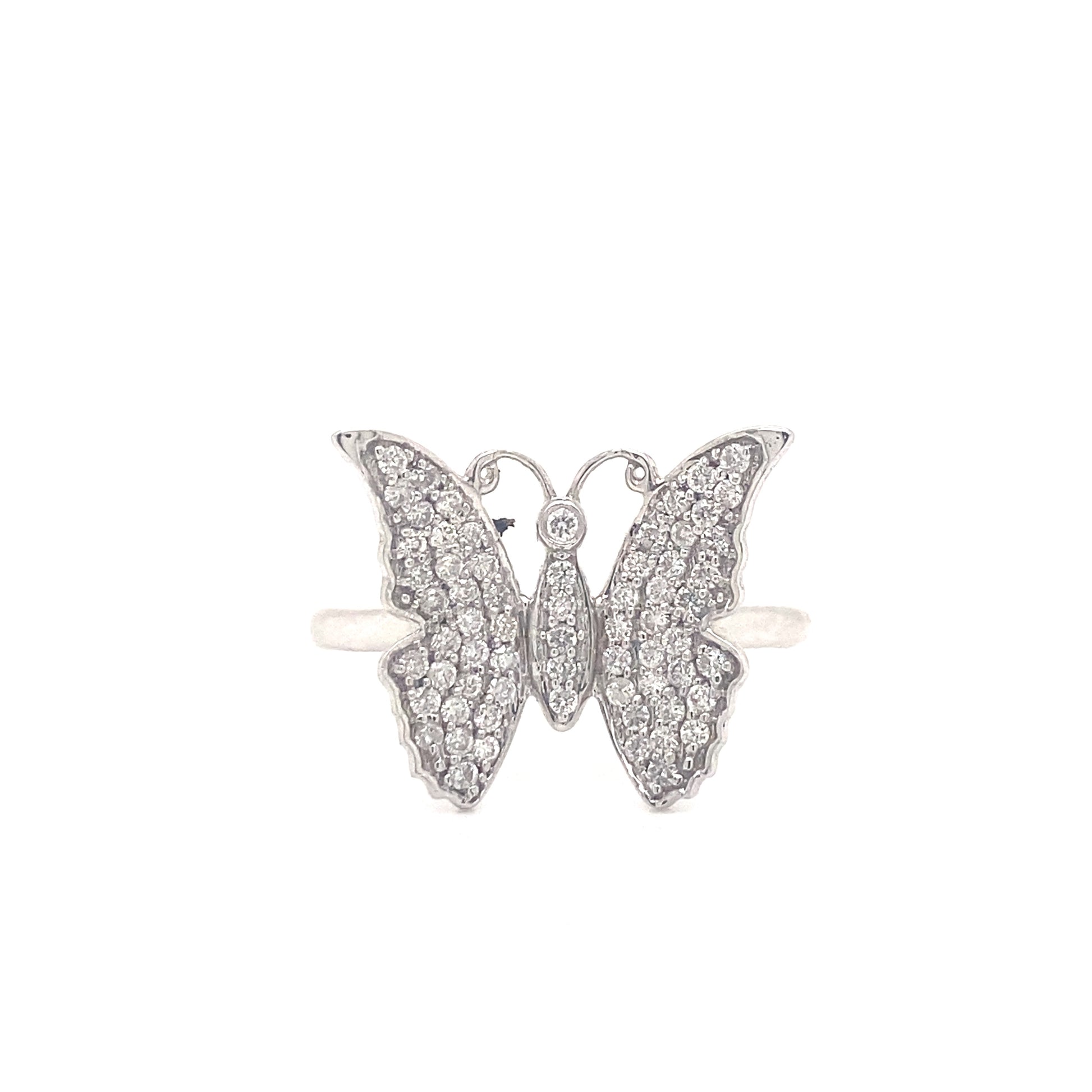 Diamond Butterfly Ring in 14k White Gold