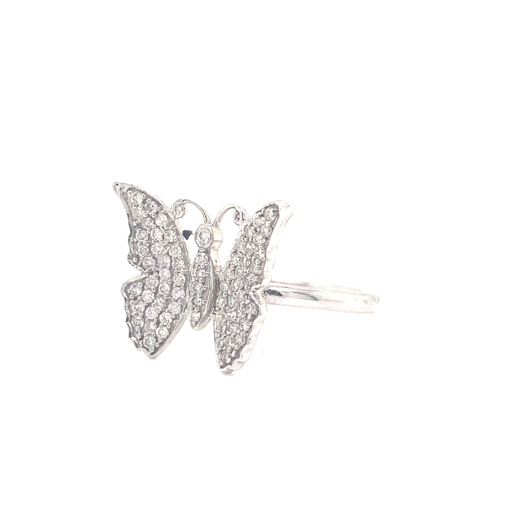 Diamond Butterfly Ring in 14k White Gold