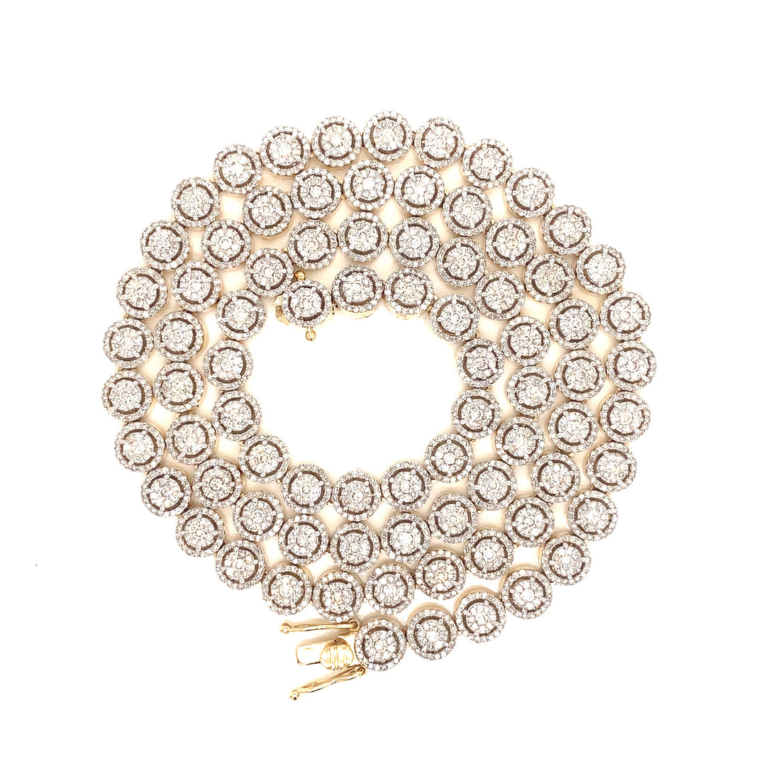 Elegant Halo Diamond Necklace in 10K Yellow Gold