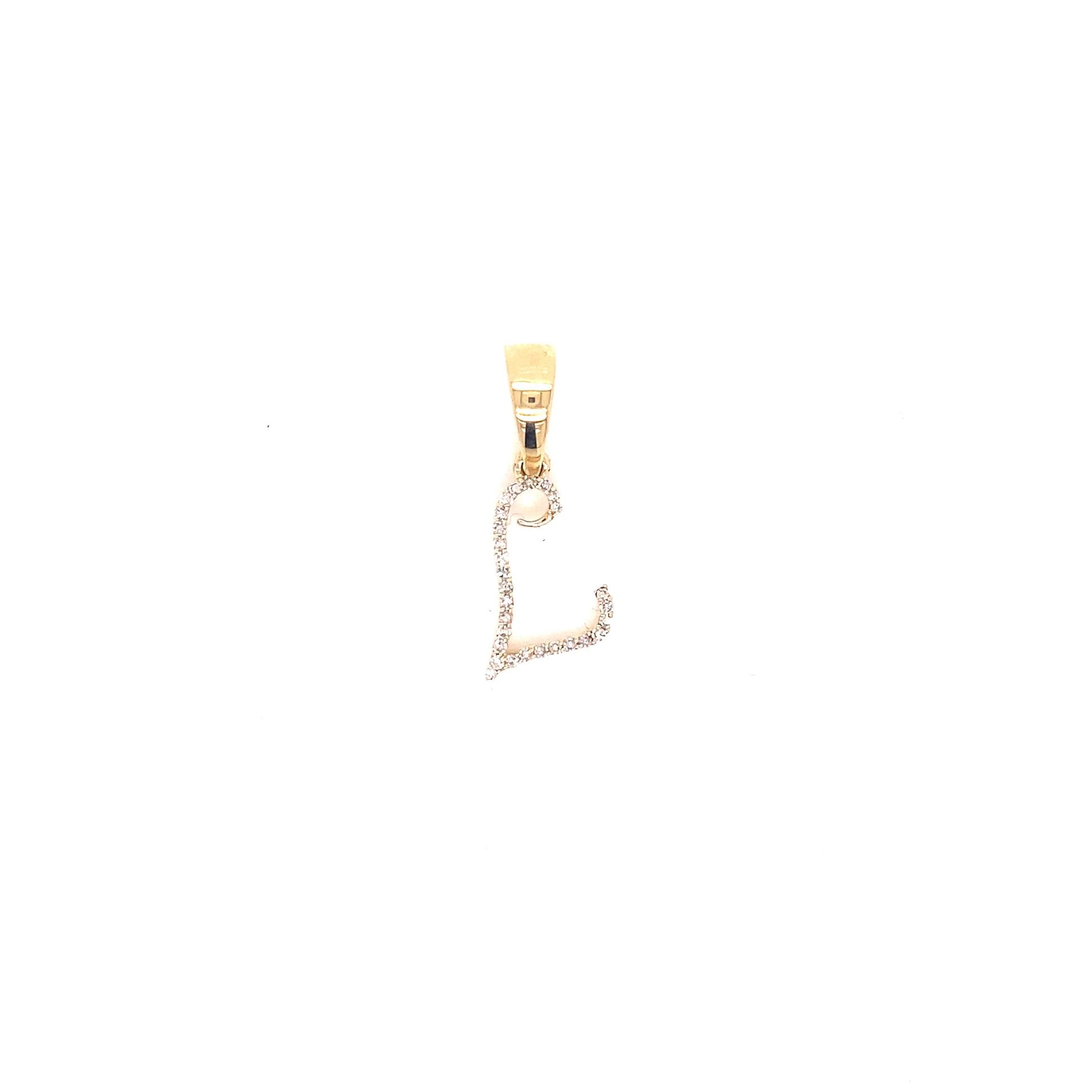 14k Gold Diamond Script Letter L Initial Pendant