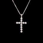 14k White Gold and Diamond Cross with Necklace