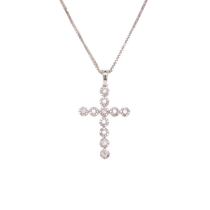 14k White Gold and Diamond Cross with Necklace