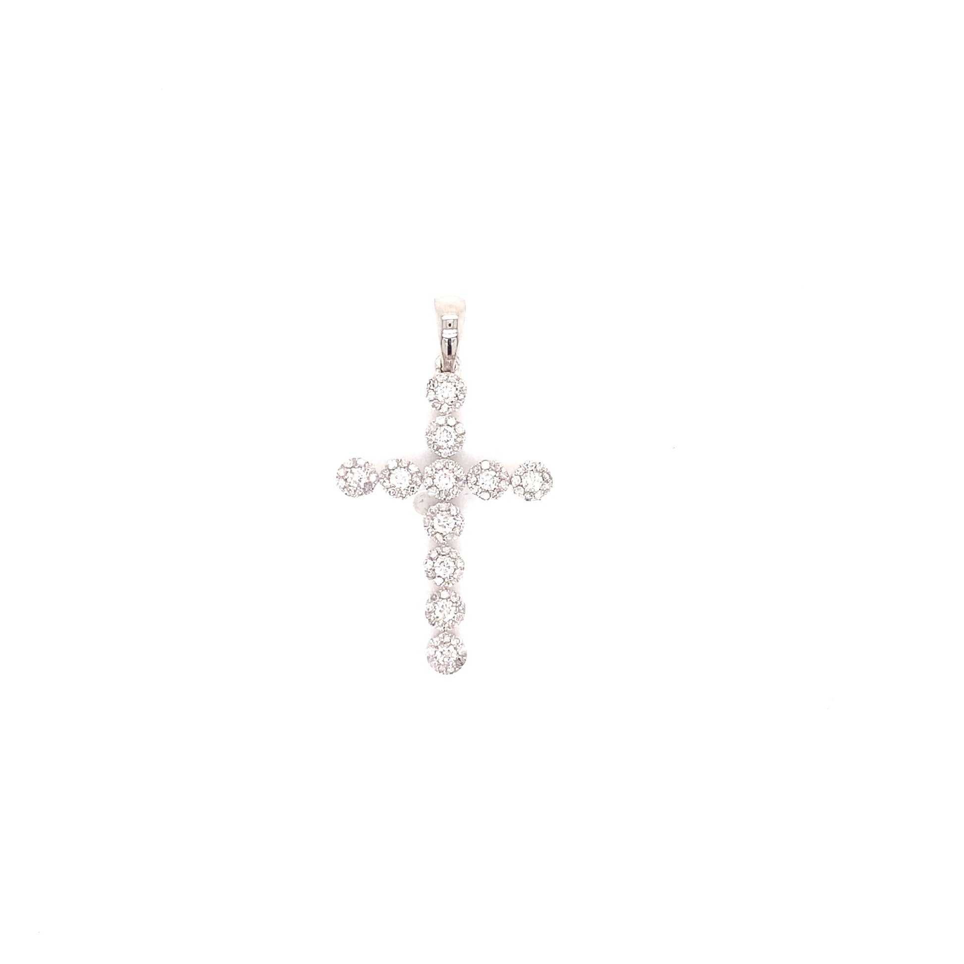 14k White Gold and Diamond Cross with Necklace