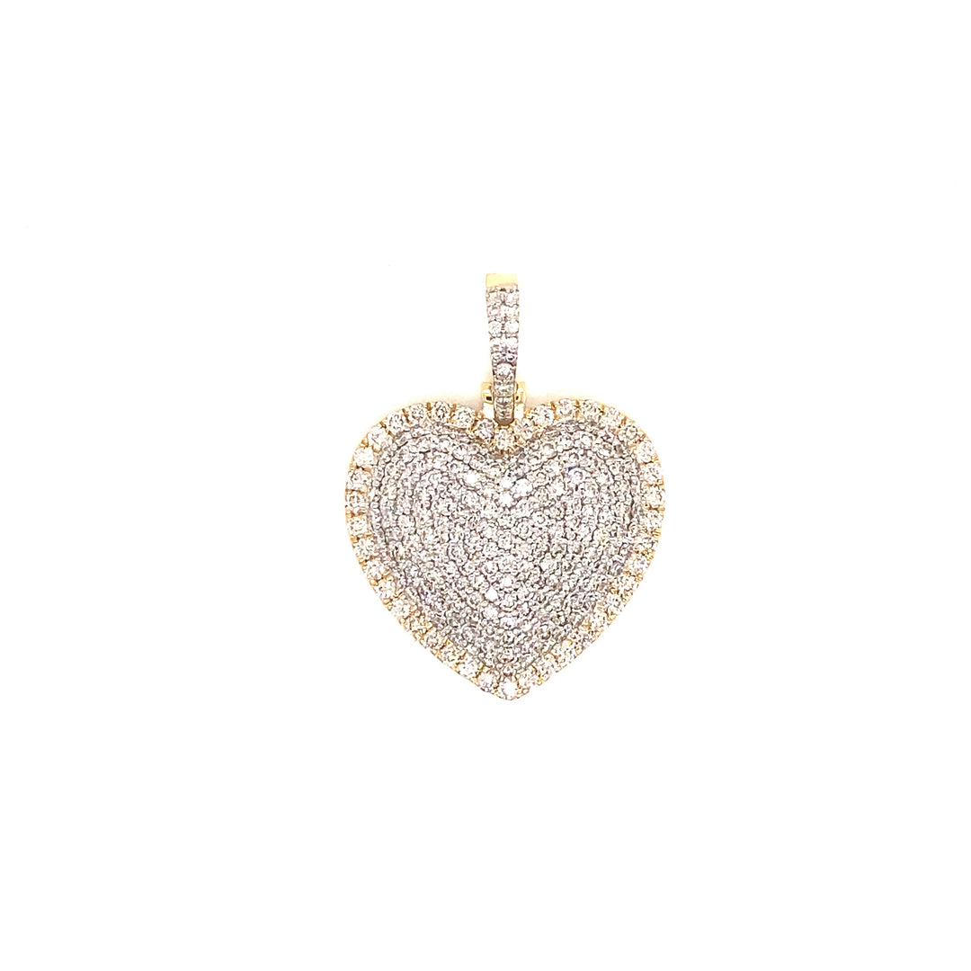 Big Heart Diamond Pendant and Paper Clip Chain