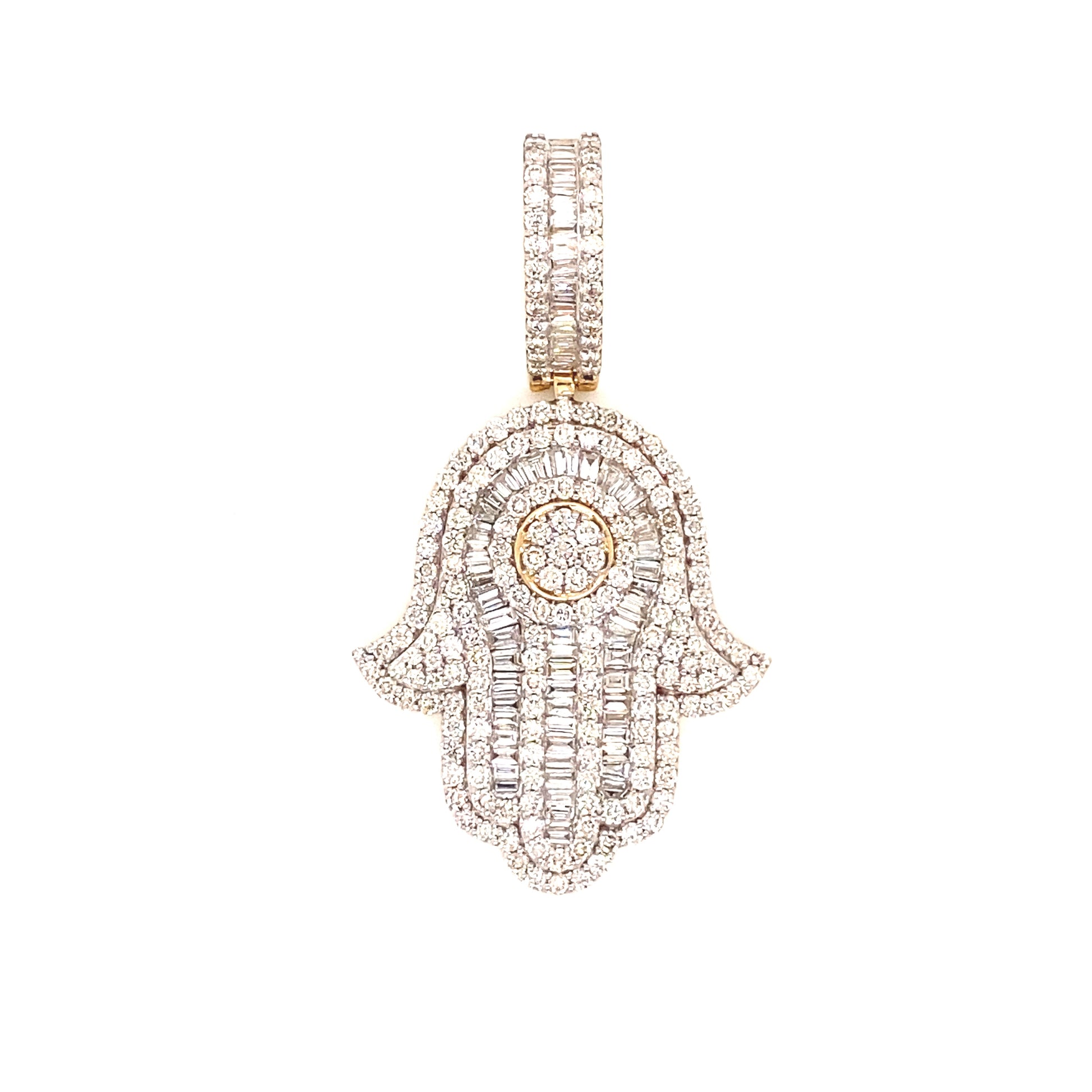 Hamsa Diamond Pendant in 14k Gold