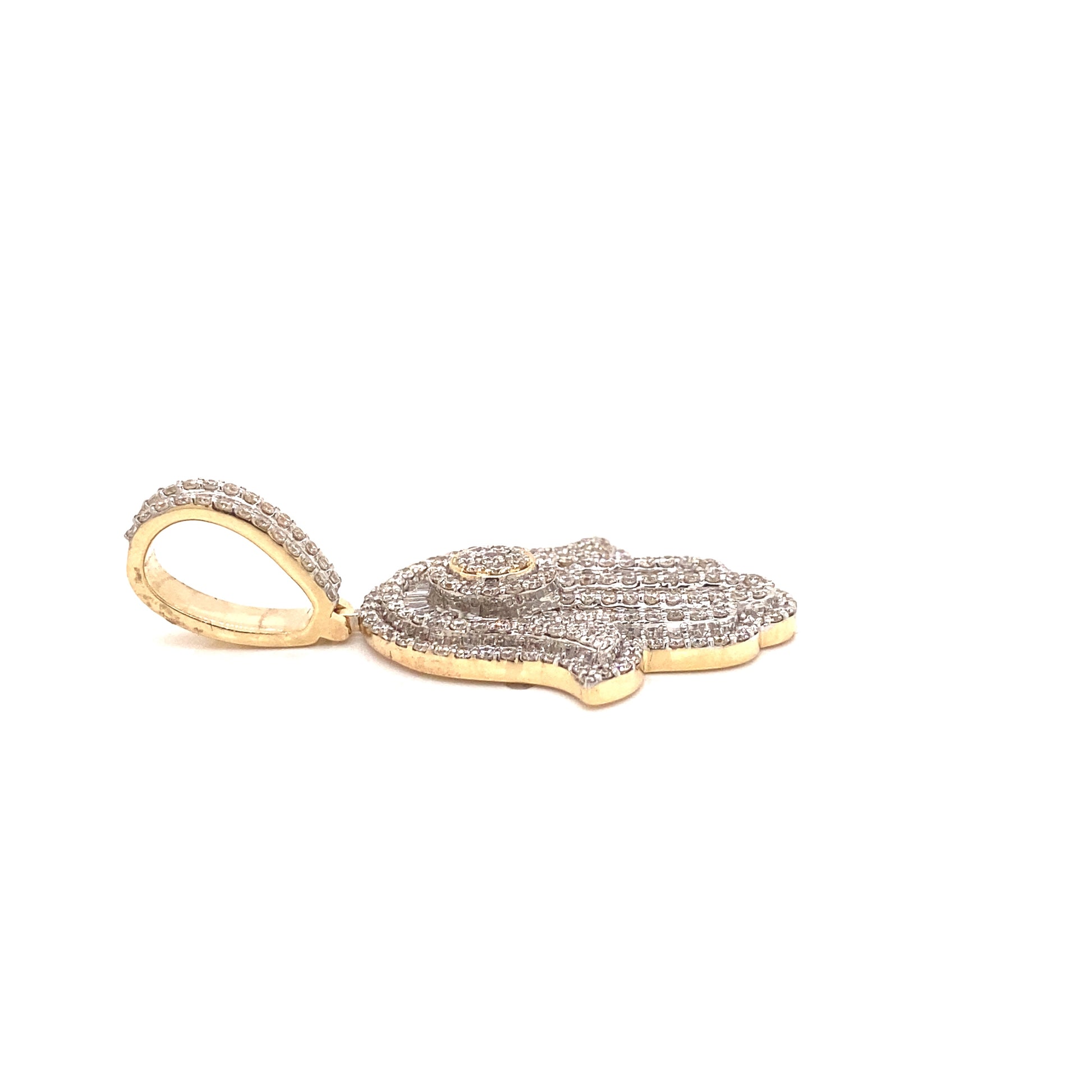 Hamsa Diamond Pendant in 14k Gold