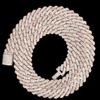 10MM Two-Tone Rose and White Diamond Cuban Chain