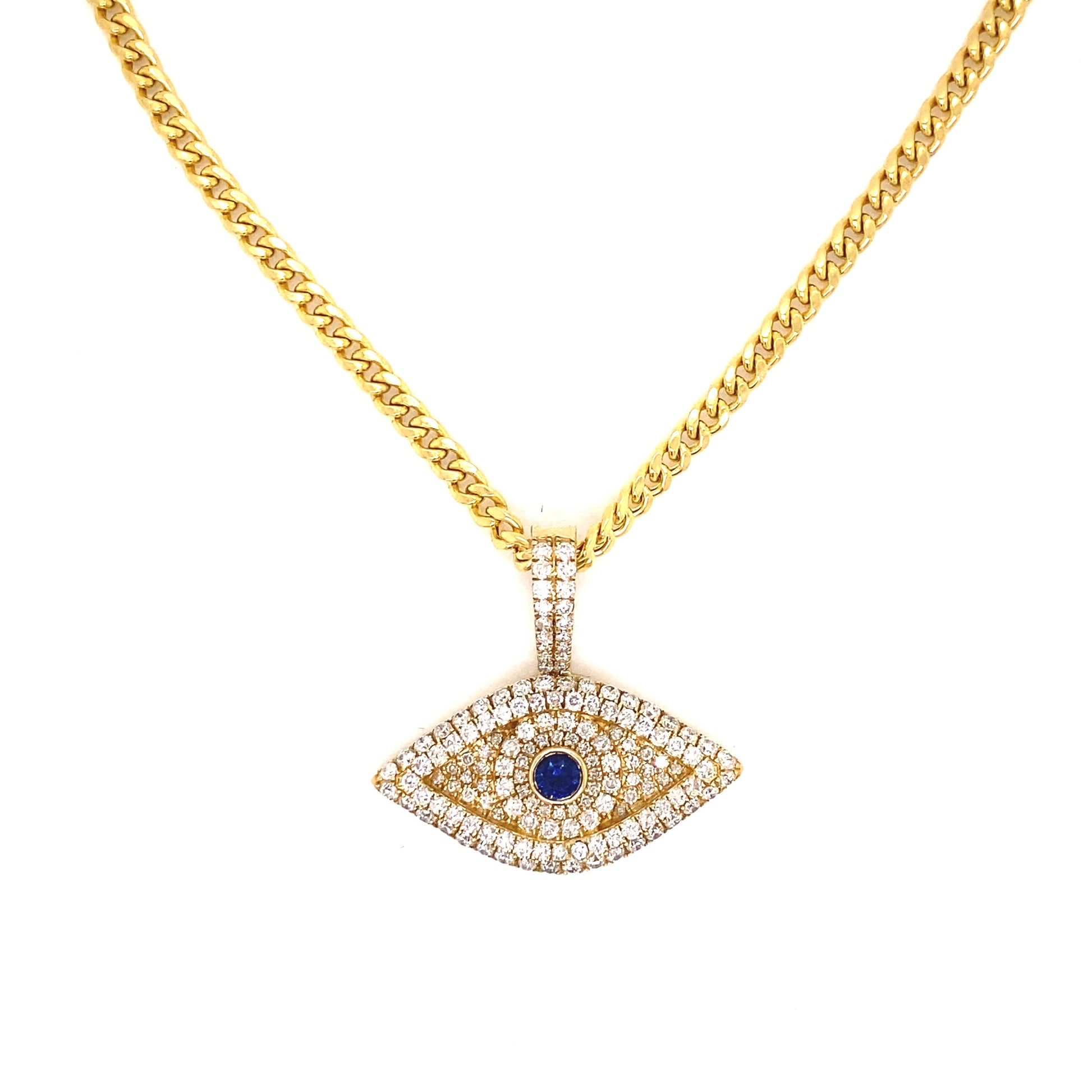 Evil Eye Diamond Pendant with Chain 14K