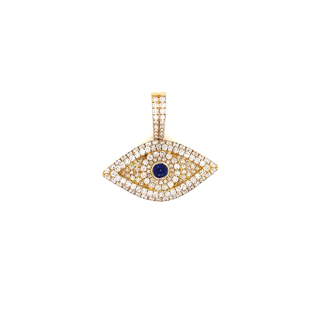 Evil Eye Diamond Pendant with Chain 14K