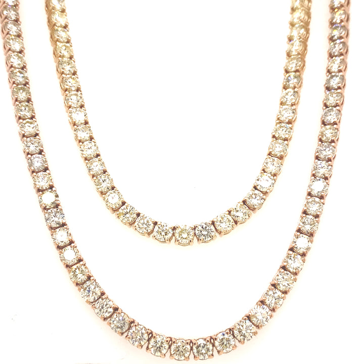 Gold and diamond necklace. The diamonds are twenty pointer stones. 
