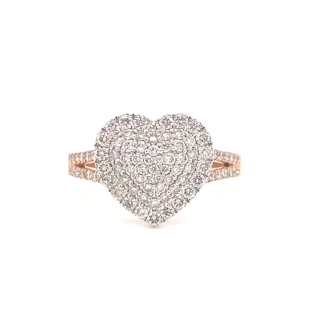 Split Shank Heart Diamond Ring in 18K