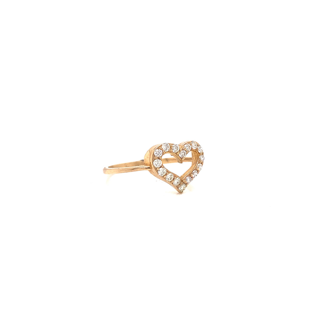 Open Heart Dainty Diamond Ring