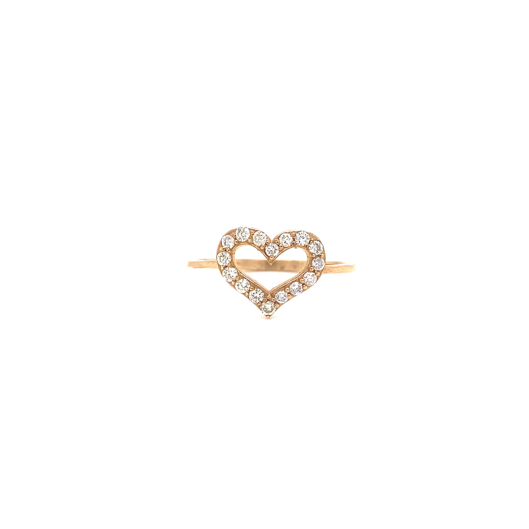 Open Heart Dainty Diamond Ring