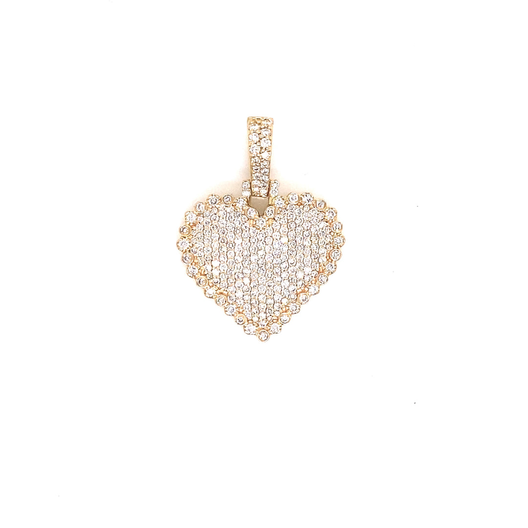 Pave Diamond Heart Pendant in 14K