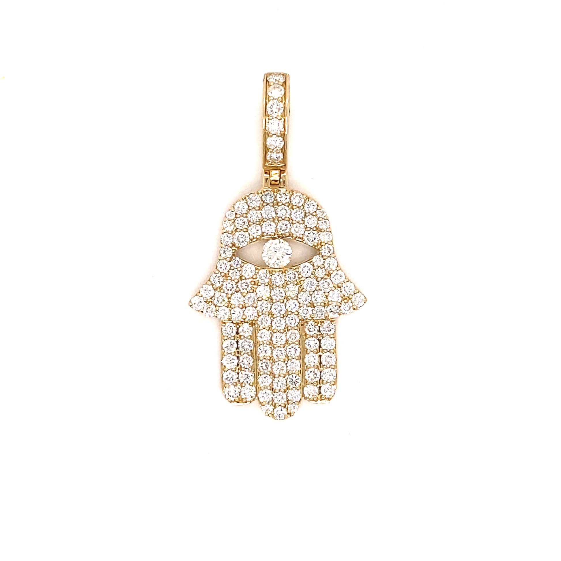 Open Eye Hamsa Pave Diamond Pendant