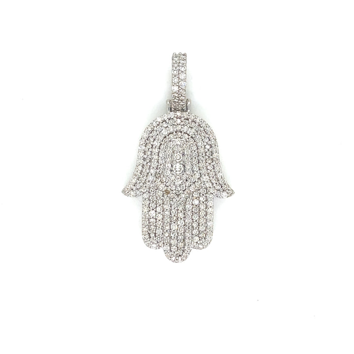 Solid White Gold Diamond Hamsa Pendant