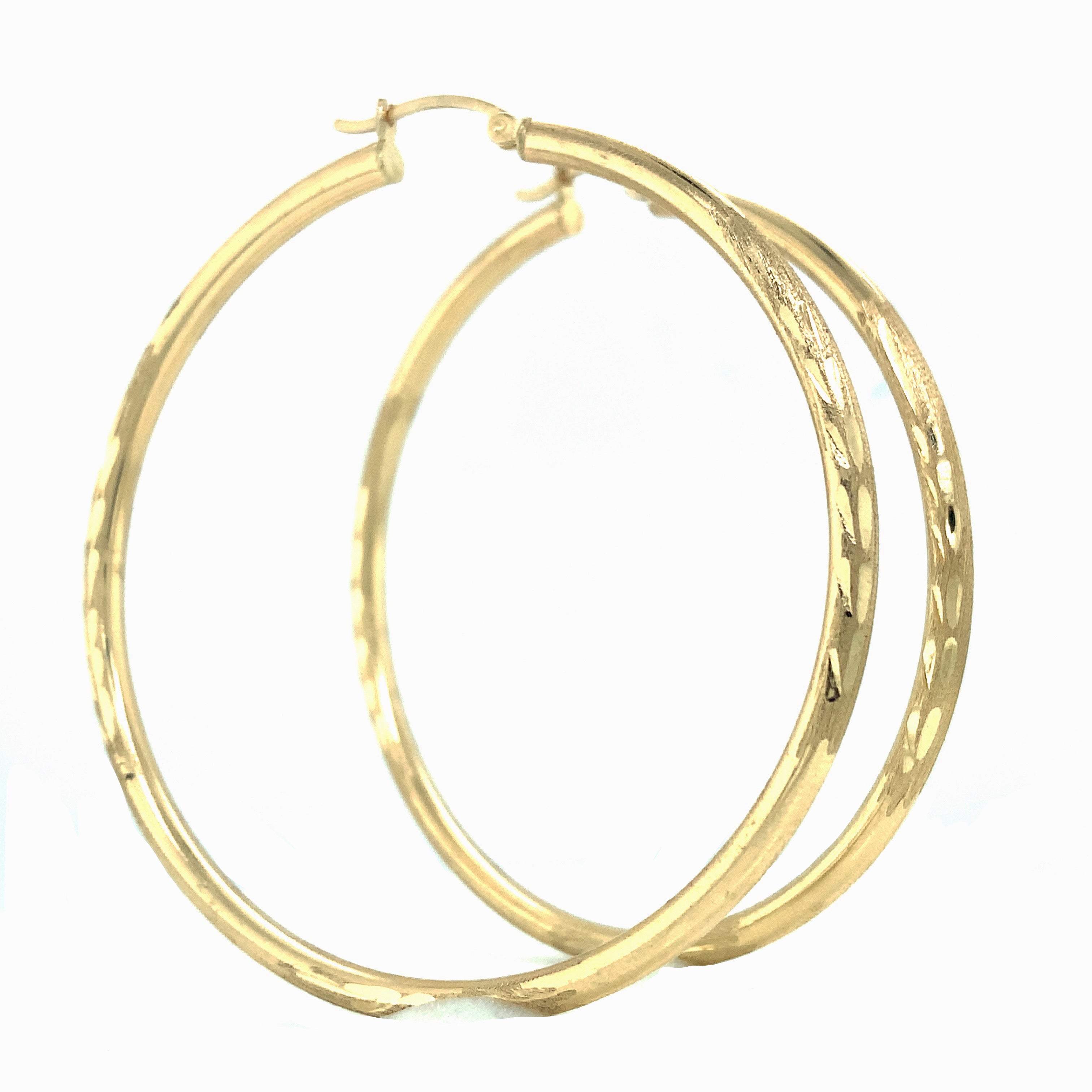 Italian Gold 2 Round Polished Hoop Earrings 14K Gold Size 000 Yellow