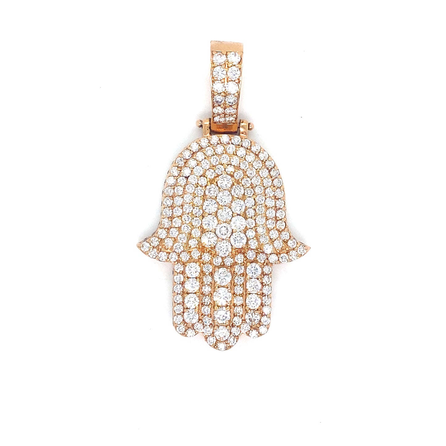 Custom Diamond Hamsa Piece Solid 14K Rose Gold
