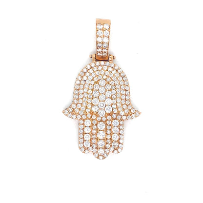 Custom Diamond Hamsa Piece Solid 14K Rose Gold