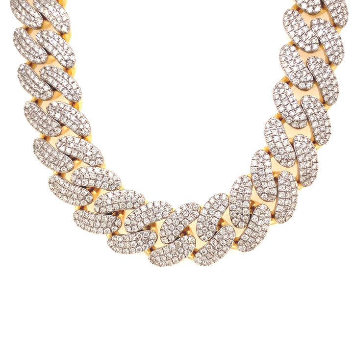 This diamond Cuban chain is has a large width and is depicted in the bubble design. 