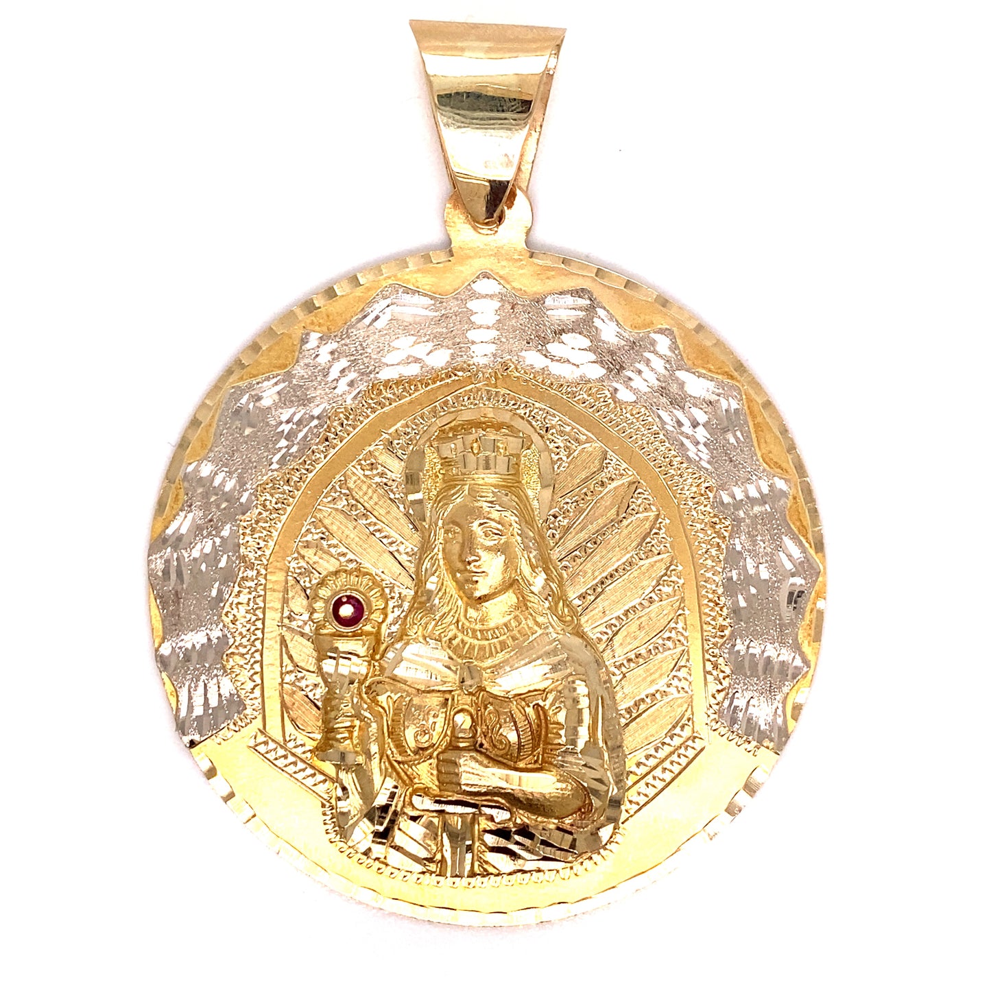 St. Barbara Medium Circle Pendant