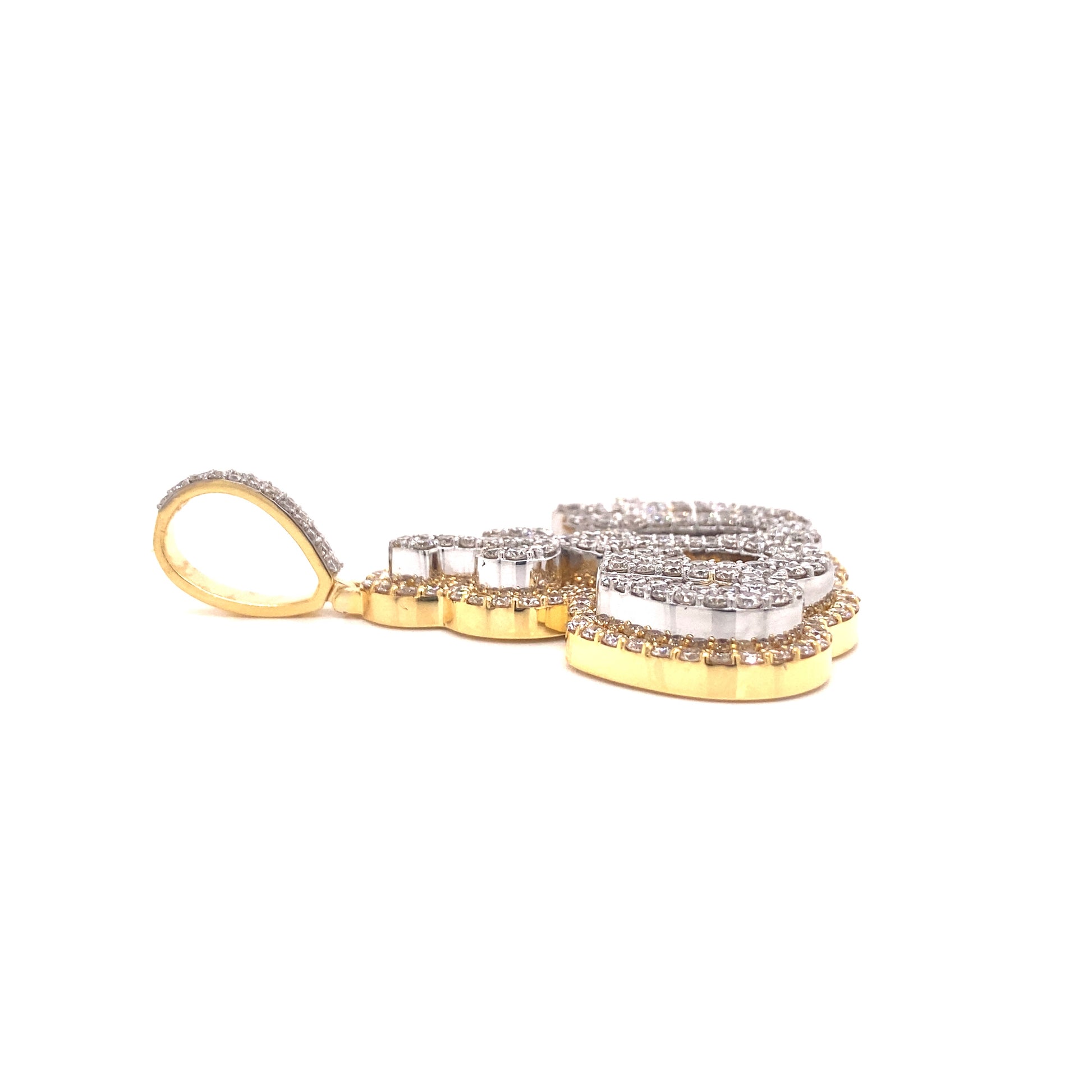 Side pendant in yellow gold and diamonds. 