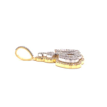 Side pendant in yellow gold and diamonds. 