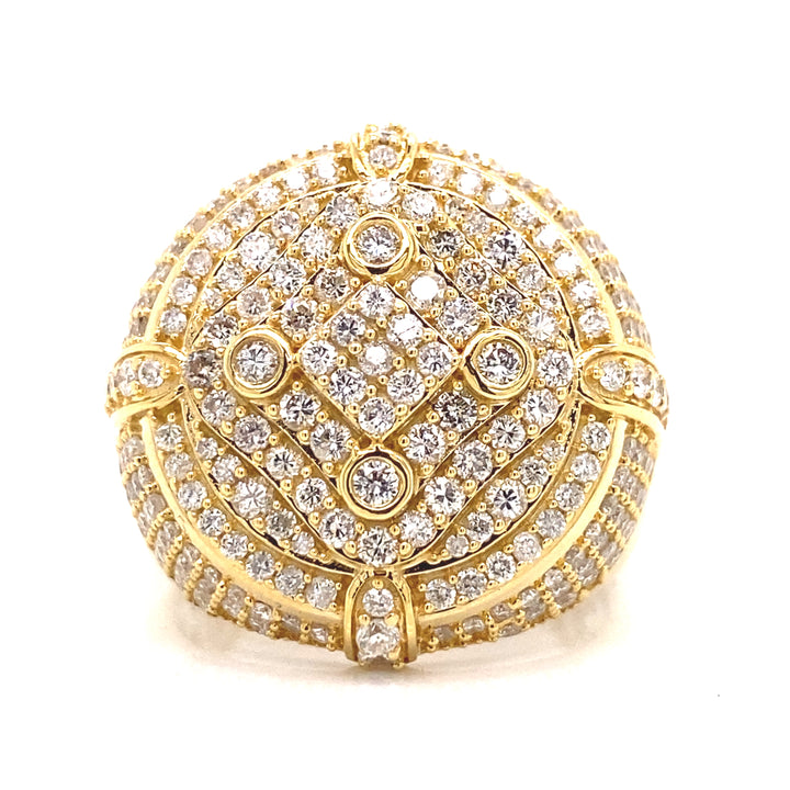 Gold and diamond ring with multi-dimensional stones. 