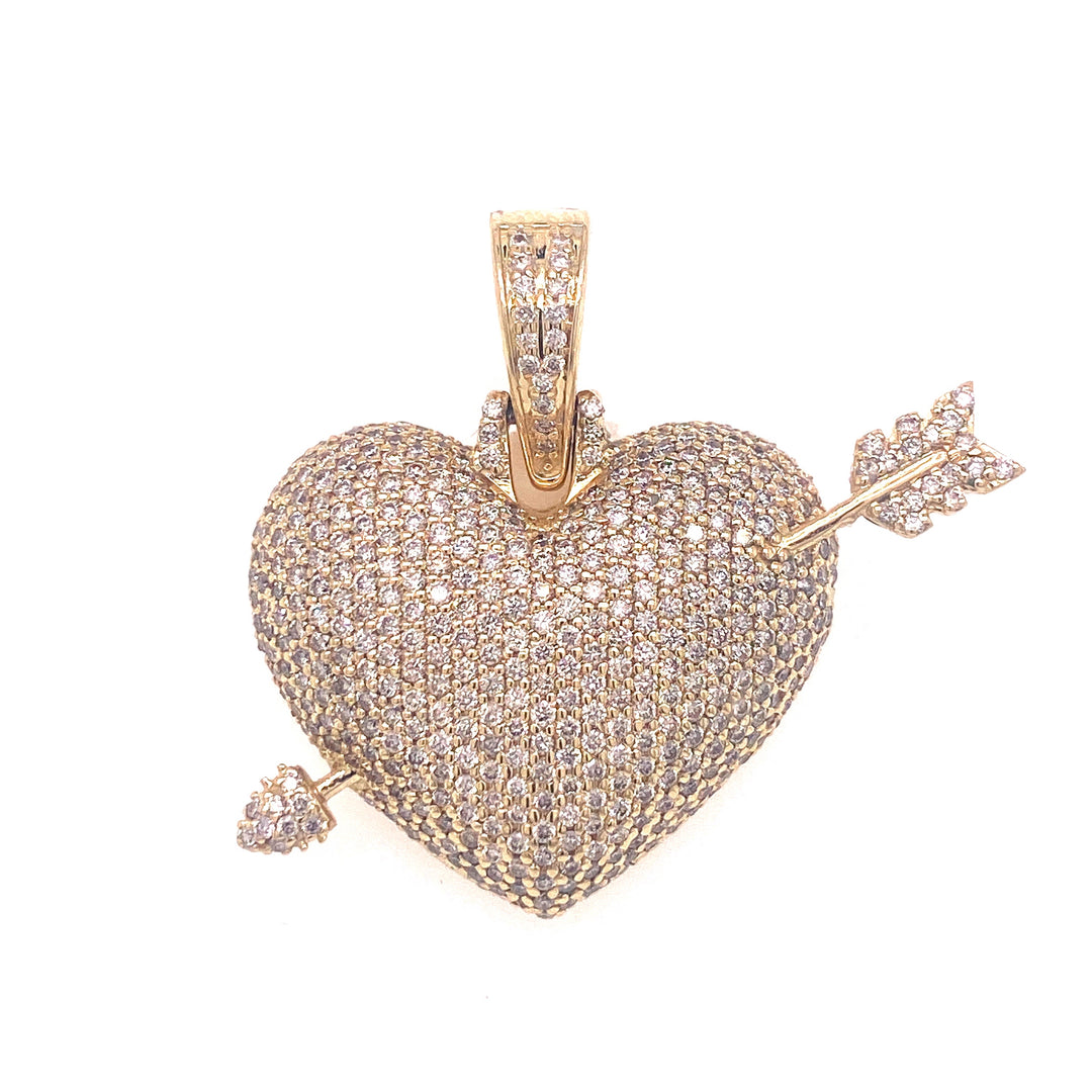 14k Gold and 2.15 CTW Shot Through the Heart Diamond Pendant
