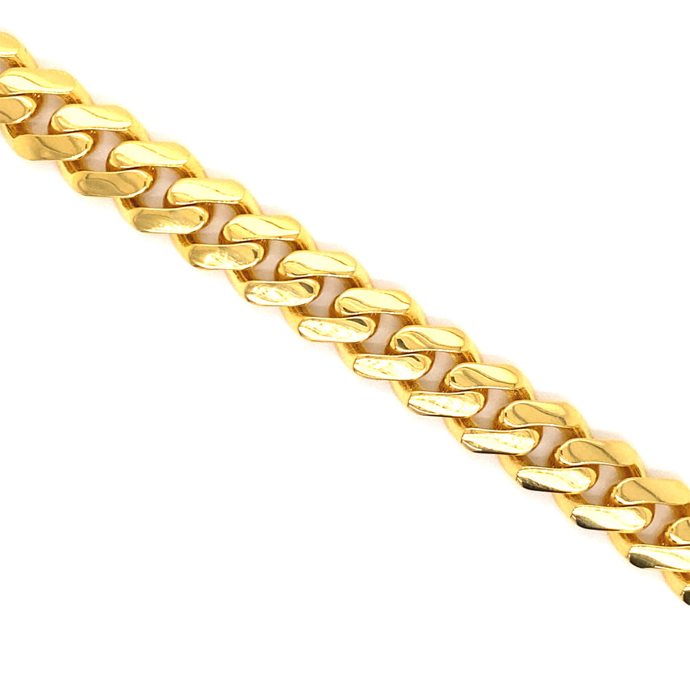 This bracelet is made in semi-solid 14 karat yellow gold. 