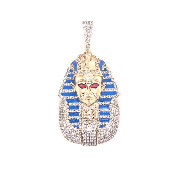 10K Gold Diamond Red Eye Pharaoh Pendant