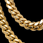 Two yellow gold Cuban style chains.